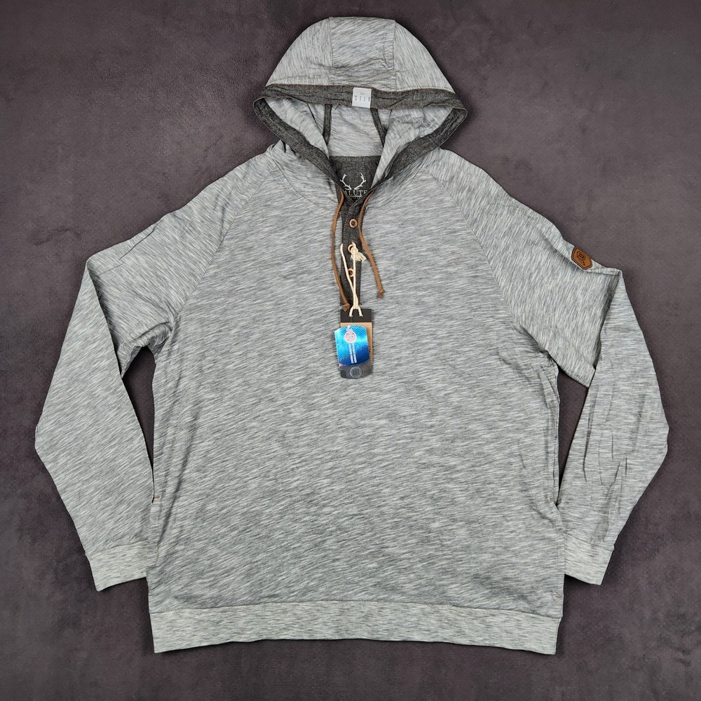 UTES Salute Levelwear Cameron Hoody Mens XXL Charcoal Gray Henley Space Dye NEW